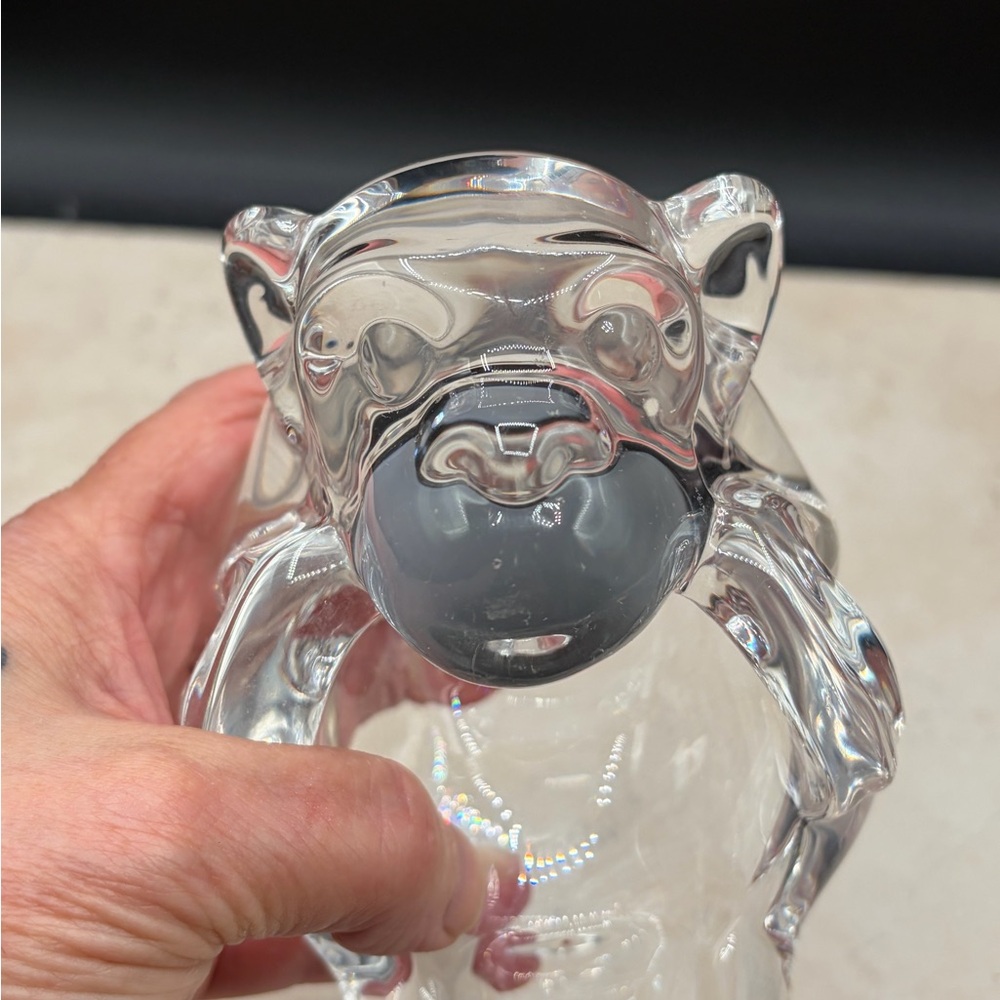 Vintage Art Vannes France Crystal Monkey Ashtray / Pipe Holder / Trinket MCM